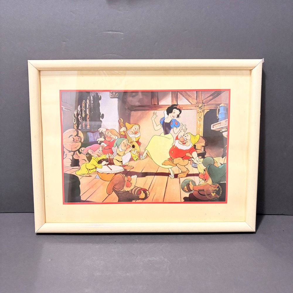 Vtg 1994 Disney Store Snow White Seven Dwarfs Commemorative Lithograph Framed